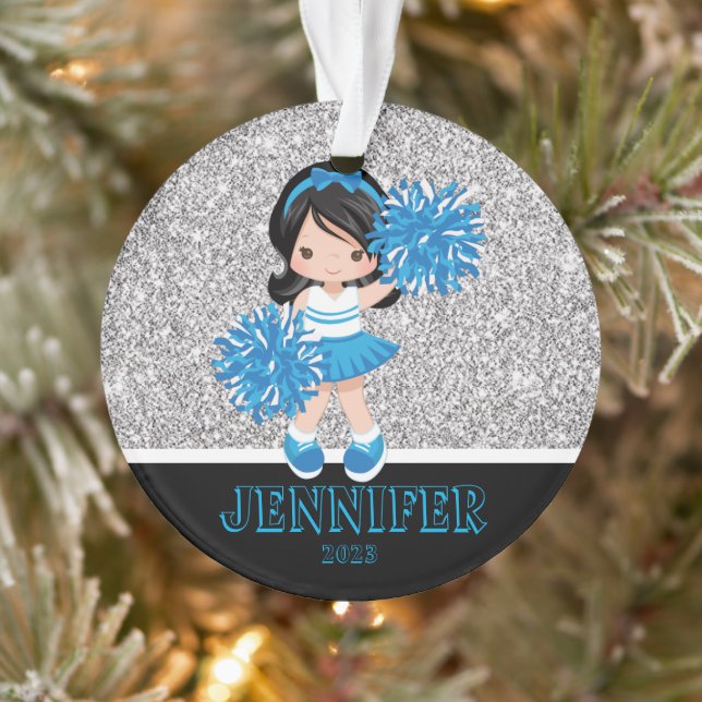Personalisiertes Blue & Black Cheerleader Ornament (Baum)