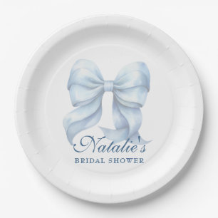 Personalisiertes Blue Bow Brautparty Extravagant Pappteller