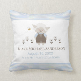 Personalisiertes Blue Boy Lamm Birth Stats Kinderz Kissen