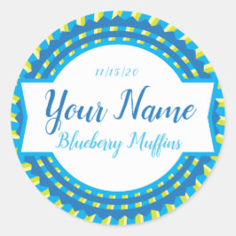 Personalisiertes Blue Burst Bakery Label Runder Aufkleber