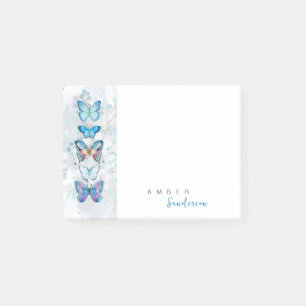 Personalisiertes Blue Butterfly Panel Post-it Klebezettel