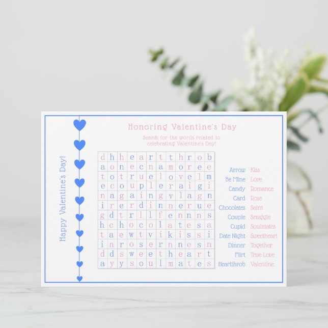 Personalisiertes Blue Hearts Valentinstag Puzzle Feiertagskarte (Stehend Vorderseite)