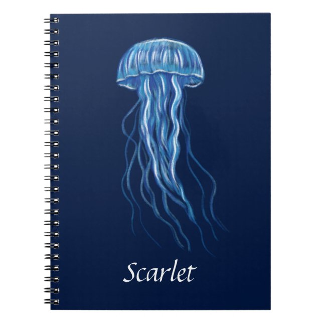 Personalisiertes Blue Jellyfish-Illustrationsdesig Notizblock (Vorderseite)