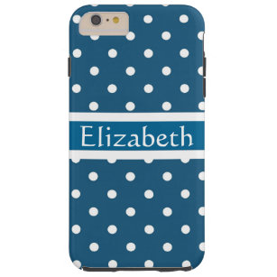 Personalisiertes Blue Polka Dots Muster Tough iPhone 6 Plus Hülle