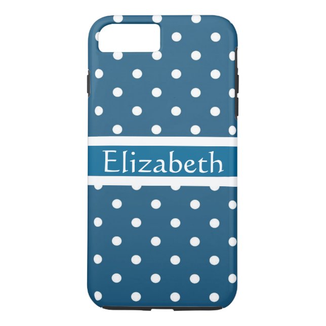 Personalisiertes Blue Polka Dots Muster Case-Mate iPhone Hülle (Rückseite)