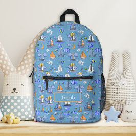 Personalisiertes Blue Sailing Boat Rucksack