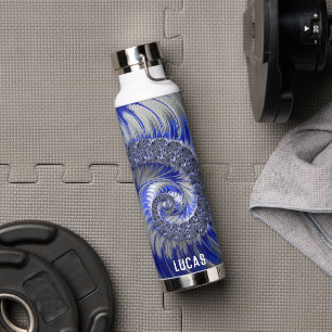 Personalisiertes Blue Spiral Fraktal Trinkflasche