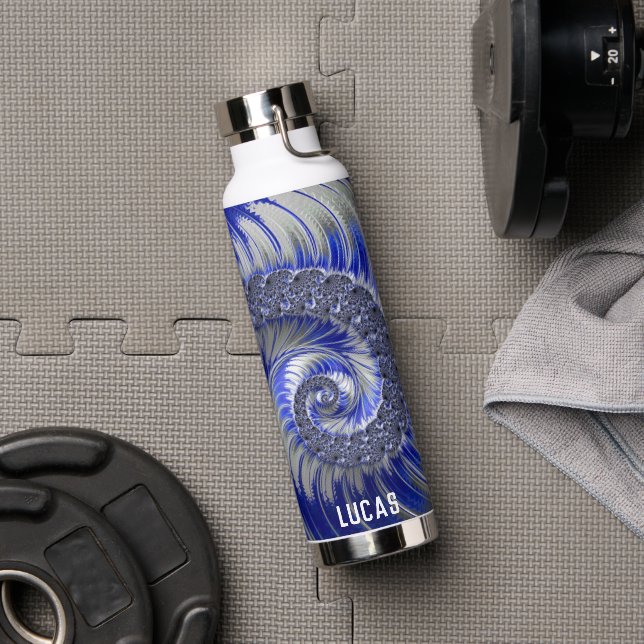 Personalisiertes Blue Spiral Fraktal Trinkflasche (Fitnessstudio)