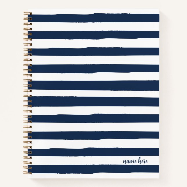 Personalisiertes Blue Stripes-Notebook Notizbuch (Vorderseite)