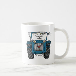 Personalisiertes Blue Tractor Country Wedding-Gesc Kaffeetasse