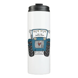 Personalisiertes Blue Tractor Country Wedding-Gesc Thermosbecher