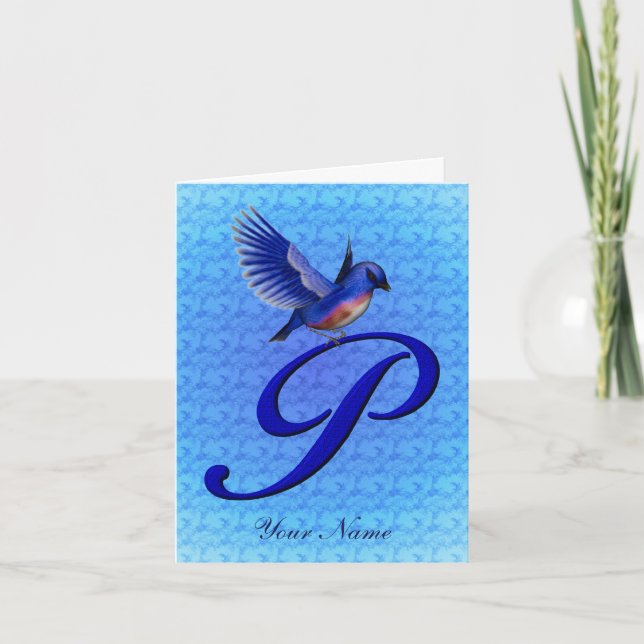 Personalisiertes Bluebird-Monogramm Anfangsbuchsta (Vorderseite)