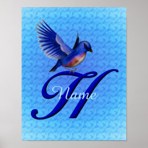 Personalisiertes Bluebird-Monogramm Anfangsbuchsta Poster