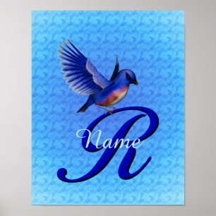 Personalisiertes Bluebird-Monogramm Anfangsbuchsta Poster