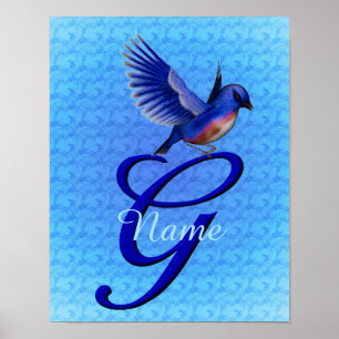 Personalisiertes Bluebird-Monogramm Anfangsbuchsta Poster