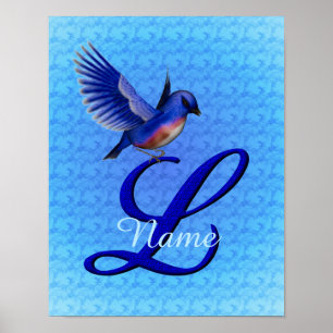 Personalisiertes Bluebird-Monogramm Anfangsbuchsta Poster