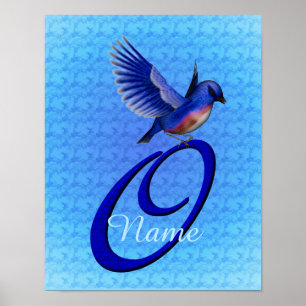 Personalisiertes Bluebird-Monogramm Anfangsbuchsta Poster