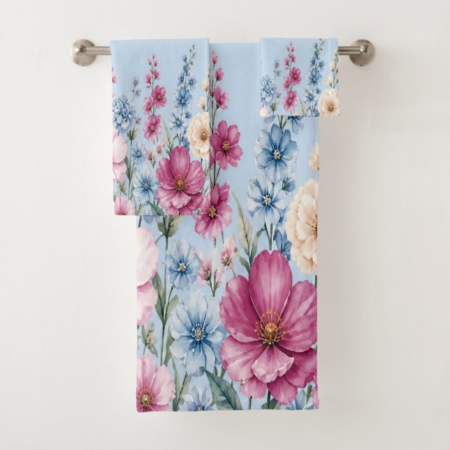 Personalisiertes Blumen-Badehandtuch-Set Badhandtuch Set (Insitu)