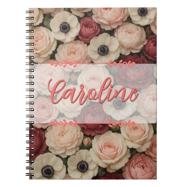 Personalisiertes Blumen-Design-SpiralNotebook Notizblock (Vorderseite)
