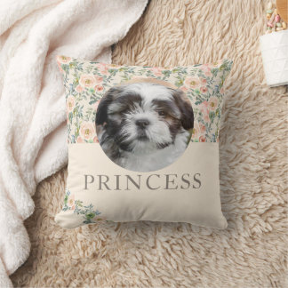 Personalisiertes Blumen-Hund-Foto Kissen