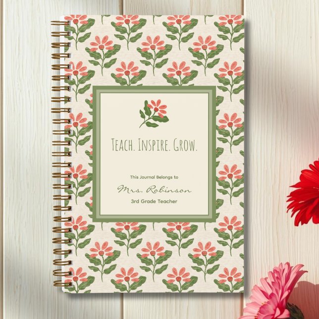 Personalisiertes Blumen-Lehrer-Dankeschön-Journal  Notizbuch (Personalized Teacher Journal | Perfect Gift for Teachers)