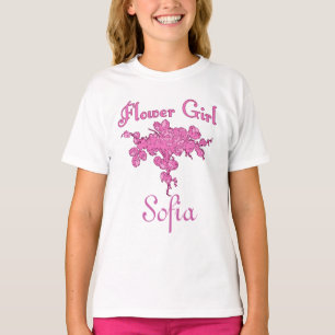 Personalisiertes BLUMEN-MÄDCHEN mit großem rosa T-Shirt