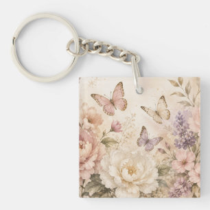 Personalisiertes Blumen-Schmetterling-Acryl-Schlüs Schlüsselanhänger
