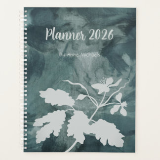 Personalisiertes Blumen Teal Planer Notizbuch