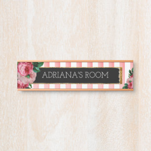 Personalisiertes Blumen- und gestreiftes Türschild