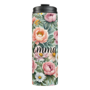 Personalisiertes Blumen-Wallpaper-Muster Thermosbecher