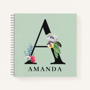Personalisiertes Blumenalphabet A Monogramm Notizb Notizbuch