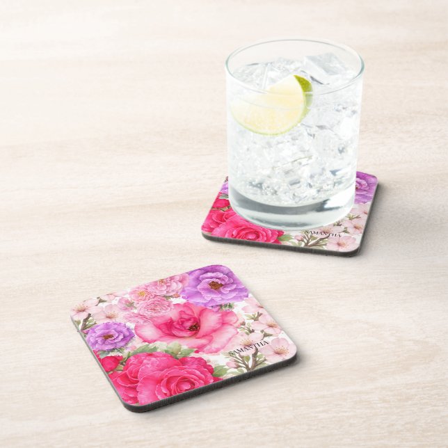 Personalisiertes Blumendesign Getränkeuntersetzer (Rechte Seite)