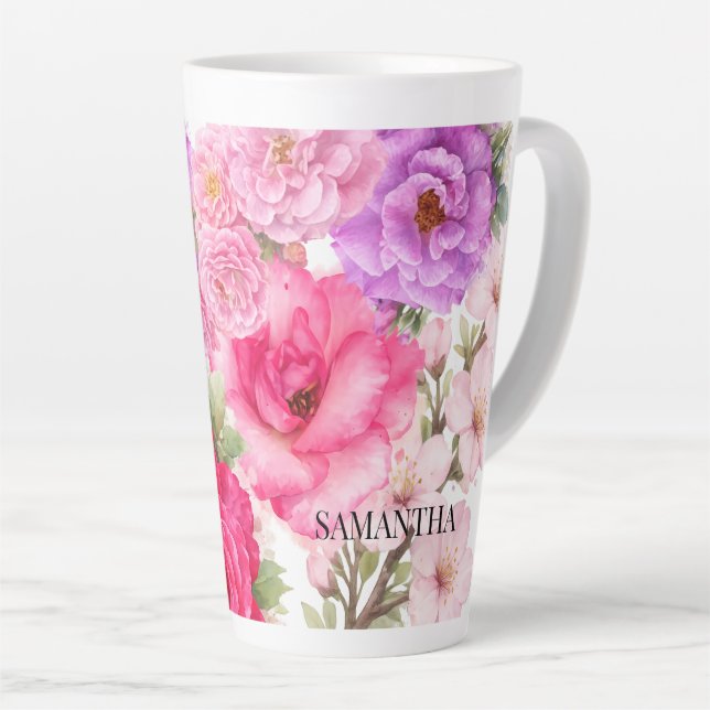 Personalisiertes Blumendesign Milchtasse (Rechte Ecke)