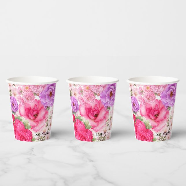 Personalisiertes Blumendesign Pappbecher (Multi)