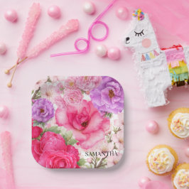 Personalisiertes Blumendesign Pappteller