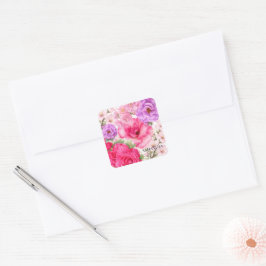 Personalisiertes Blumendesign Quadratischer Aufkleber