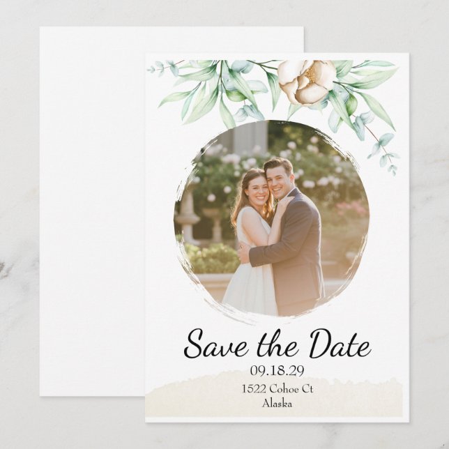 Personalisiertes Blumenfoto Save The Date (Vorne/Hinten)