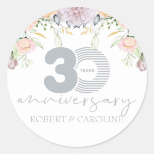 Personalisiertes Blumengeschenk zum 30. Hochzeitst Runder Aufkleber