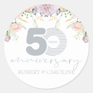 Personalisiertes Blumengeschenk zur 50. Hochzeitst Runder Aufkleber