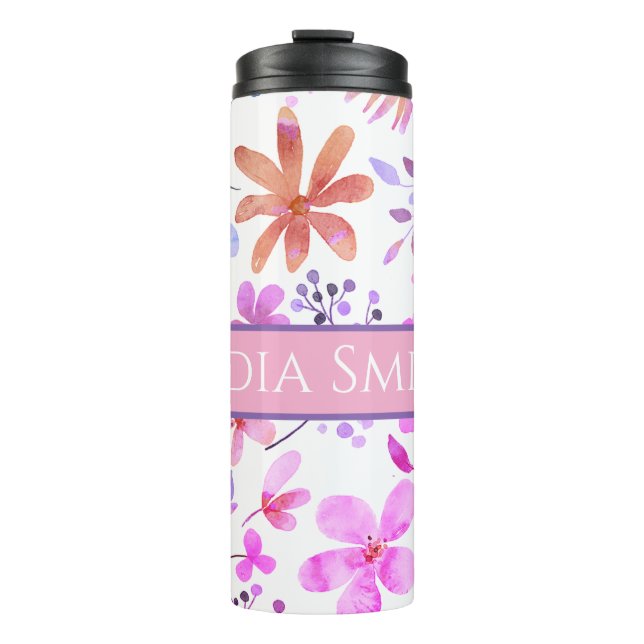 Personalisiertes Blumengetränk Thermosbecher (Vorderseite)