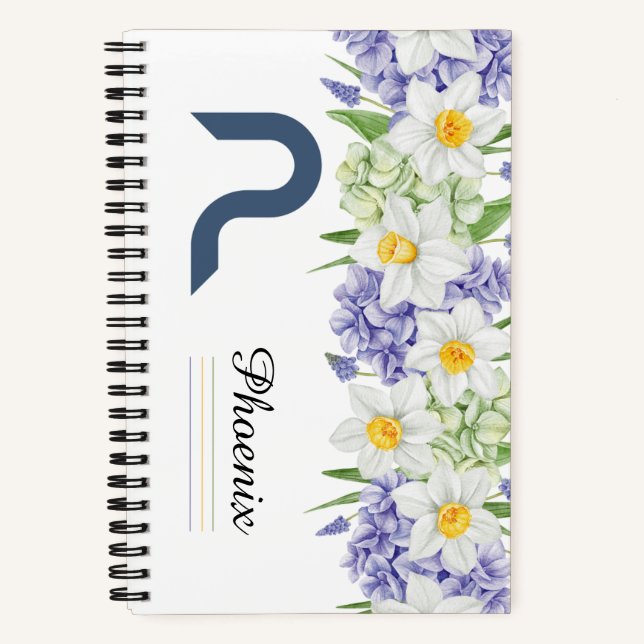 Personalisiertes BlumengussNotebook mit anfänglich Notizbuch (Vorderseite)