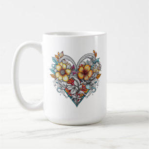 Personalisiertes Blumenherz mit Sentimental-Nachri Kaffeetasse