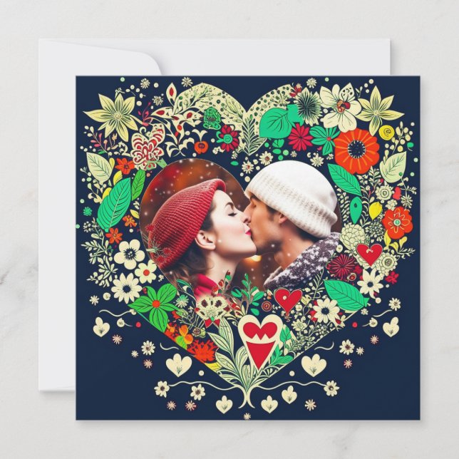 Personalisiertes Blumenherz Rahmen Romantisches Ge (Vorderseite)