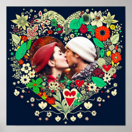 Personalisiertes Blumenherz Rahmen Romantisches Ge Poster