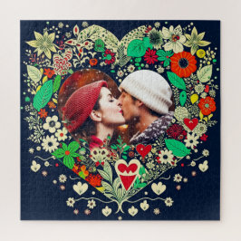 Personalisiertes Blumenherz Rahmen Romantisches Ge Puzzle