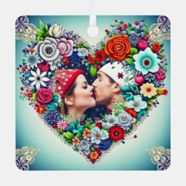 Personalisiertes Blumenherz Weihnachtsgeschenk Ornament Aus Metall