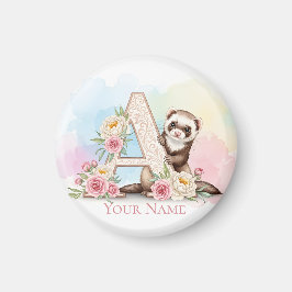 Personalisiertes Blumenmonogramm 'A' mit süßem Fre Magnet
