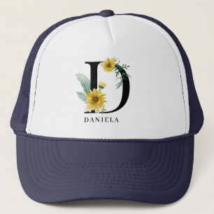 Personalisiertes Blumenmonogramm Alphabet D Truckerkappe