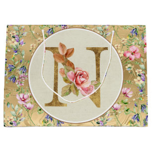Personalisiertes Blumenmonogramm, Von A bis Z  Gro Große Geschenktüte