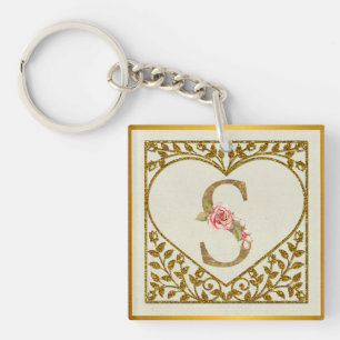 Personalisiertes Blumenmonogramm, von A bis Z Schlüsselanhänger